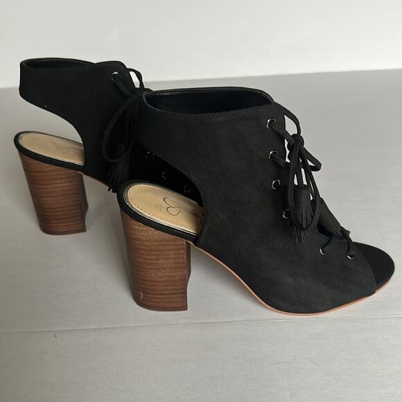 Jessica Simpson Chunky Heel Sandals Lace Up Goth Witchy Boho Black Women's 7 - Picture 5 of 15